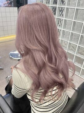 サンク 原宿 表参道(cinq) 原宿ピンクベージュケアブリーチレイヤーカットピンクカラー前髪