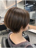 ショート/ボブ/ハイライト/インナーカラー/白髪ぼかし/銀座駅