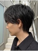 ウルフセンターパートショートネープシースルーマッシュ襟足有り
