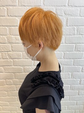 デイジー インデックスヘア 大島店(DAISY index hair) ツーブロック＆オレンジハンサムショート オレンジベージュ