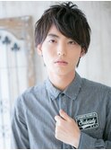 オーガニックカラー七三分け無造作パーマのミニウルフm札幌月寒