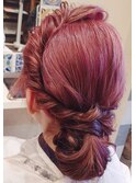 大人可愛いガーリーねじり編みアップヘアポニーミディアムセット