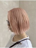 服部天神/ダブルカラー/ピンクベージュ/切りっぱなしボブ