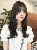 栄黒髪垢抜けレイヤーロングスタイル　顔まわりザクザクレイヤー