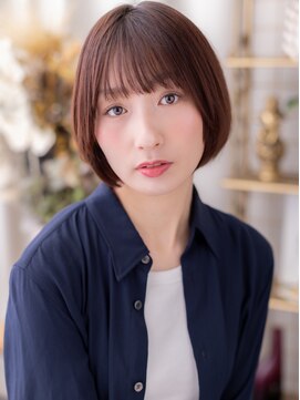 透けバングバーガンディ小顔ミニボブレイヤーa上尾20代30代40代