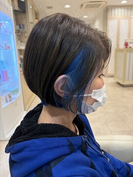 アッシュ 仙川店(Ash) デザインカラーグラボブ ブルーカラー インナーカラー