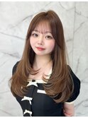 【白神】セミロングレイヤー/顔周りカット/オリーブベージュ