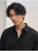 ツーブロックセンターパートクリームパーマシャドウパーマ