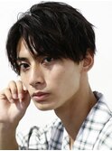 刈り上げツーブロックナチュラル無造作センターパート