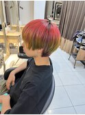 ブリーチカラー シースルーマッシュ ピンクカラー 毛先カラー