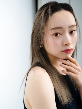 エインアンリー 表参道(AIN.ANLY.) 長めバングオリーブベージュシンプルストレートダブルカラー