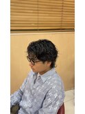 シャドウパーマ×センターパート
