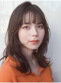 小顔くびれレイヤーセミロングココアブラウン