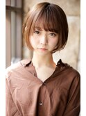 大人可愛い20代30代40代黒髪前下がりショートボブ丸みショート◎
