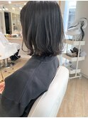 レイヤーボブ　外はね　アッシュグレー