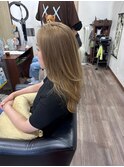 大人かわいいハイレイヤーロングナチュラルハイトーングレージュ