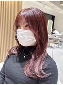 【レイヤーカット】チェリーレッド/ワインレッド☆韓国風巻き☆