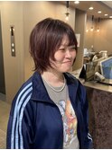 オレンジレッドブラウン/ウルフカット/レイヤー/暖色カラー/横浜