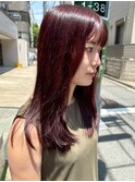 ブリーチなし暖色カラーチェリーレッド＊艶髪ボルドーカラー