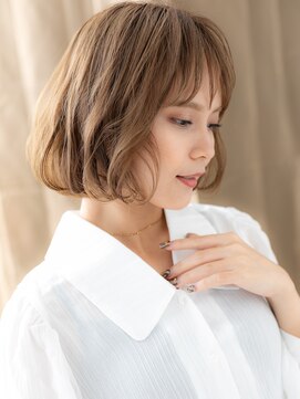 カバーヘアアンドスパ ブリス 浦和(COVER HAIR&SPA bliss) ミルクグレージュブリーチなし小顔ゆるふわボブ20代30代X浦和