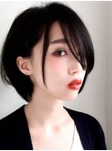 ジェンダーボブ/丸みショート/黒髪/モード/暗髪/うざバング