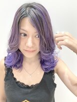 ヘアーライズ 池袋東口店(hair RISE)&nbsp;シャドールーツブルーパープル韓国巻きウルフスタイル