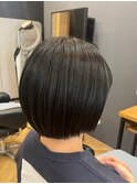 丸みボブ［あごラインボブ/暗髪カラー］長野