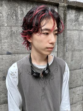 レコ 渋谷(LECO) レッドハイライトパーマ