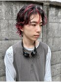 レッドハイライトパーマ