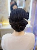 結婚式 二次会 お呼ばれ アップスタイル×パールピン