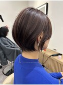 大人可愛い20代30代40代黒髪前下がりショートボブ丸みショート◎