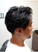 センターパートパーマ
