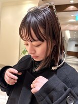 ★顎下切りっぱなしボブぱつっとボブ黒髪ワイドバング銀座30代