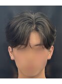 韓国へアカルマパーマワックスなしセンターパート黒髪ウルフ