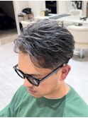 50代40代白髪ぼかしシルバーメッシュバレイヤージュ