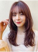 韓国風レイヤー透明感ピンクベージュレイヤー夏カラー