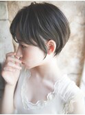 大人可愛い20代30代40代黒髪前下がりショートボブ丸みショート◎