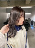 デザインカラーレイヤーカットウェットヘア夏オリーブベージュ