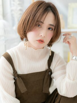 モッズヘア 越谷(mod's hair) ★小顔センターパートミルクティーベージュミニボブ30代40代★10