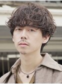 天神メンズパーマフェザーパーマシャドウパーマセンターパート