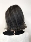 極細ハイライト×アッシュグレー