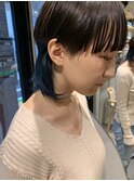 bibito 重め前髪インナーカラーマッシュネオウルフ　ネイビー