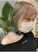 ミルクティーベージュ×ターコイズグリーン