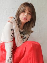 リーフ 王寺店(LEAF≠)&nbsp;くびレイヤーエモージュインナーグレージュ前髪ピンクベージュ