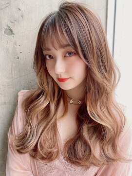 プアメリア 名古屋(Puamelia) ブリーチなしダブルカラー×グレージュ☆レイヤーロング[名古屋]