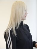 抜きっぱなしブロンドホワイトブロンドレイヤーカット美肌カラー