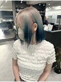 ホワイトベージュ×ブルー　ルーツカラー