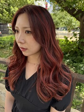 サル(saru) #ケアブリーチ　#ハイライト #ボルドーカラー