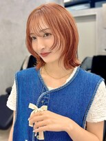 サロウィン 熊本上通り店(SALOWIN)&nbsp;熊本　レイヤーボブ　顔まわりカット　韓国風　オレンジ　Arisa.