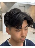フェザーパーマ毛流れセンターパート刈り上げ